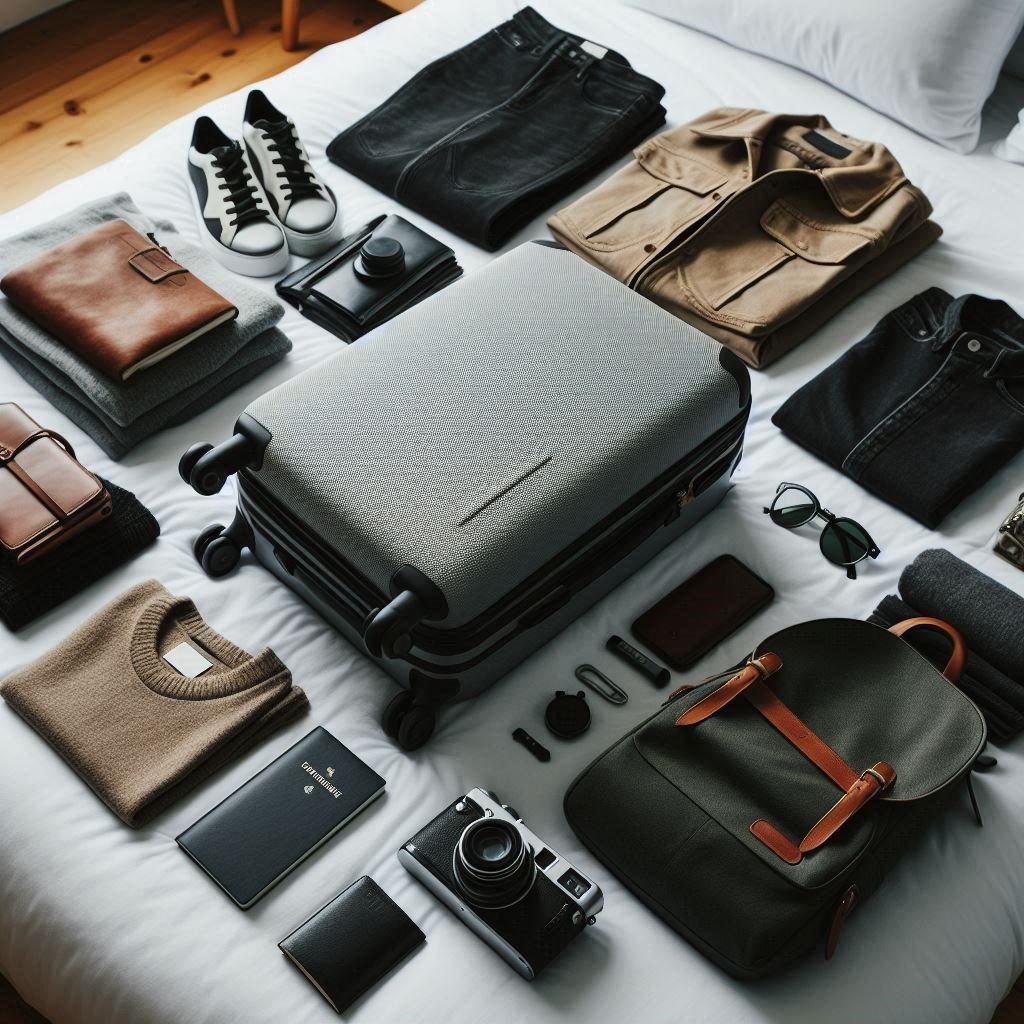 Packed travel bag with essentials, ready for a journey — representing smart and organized travel.