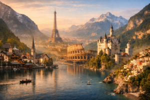 Iconic landmarks bathed in golden light - Travel Europe